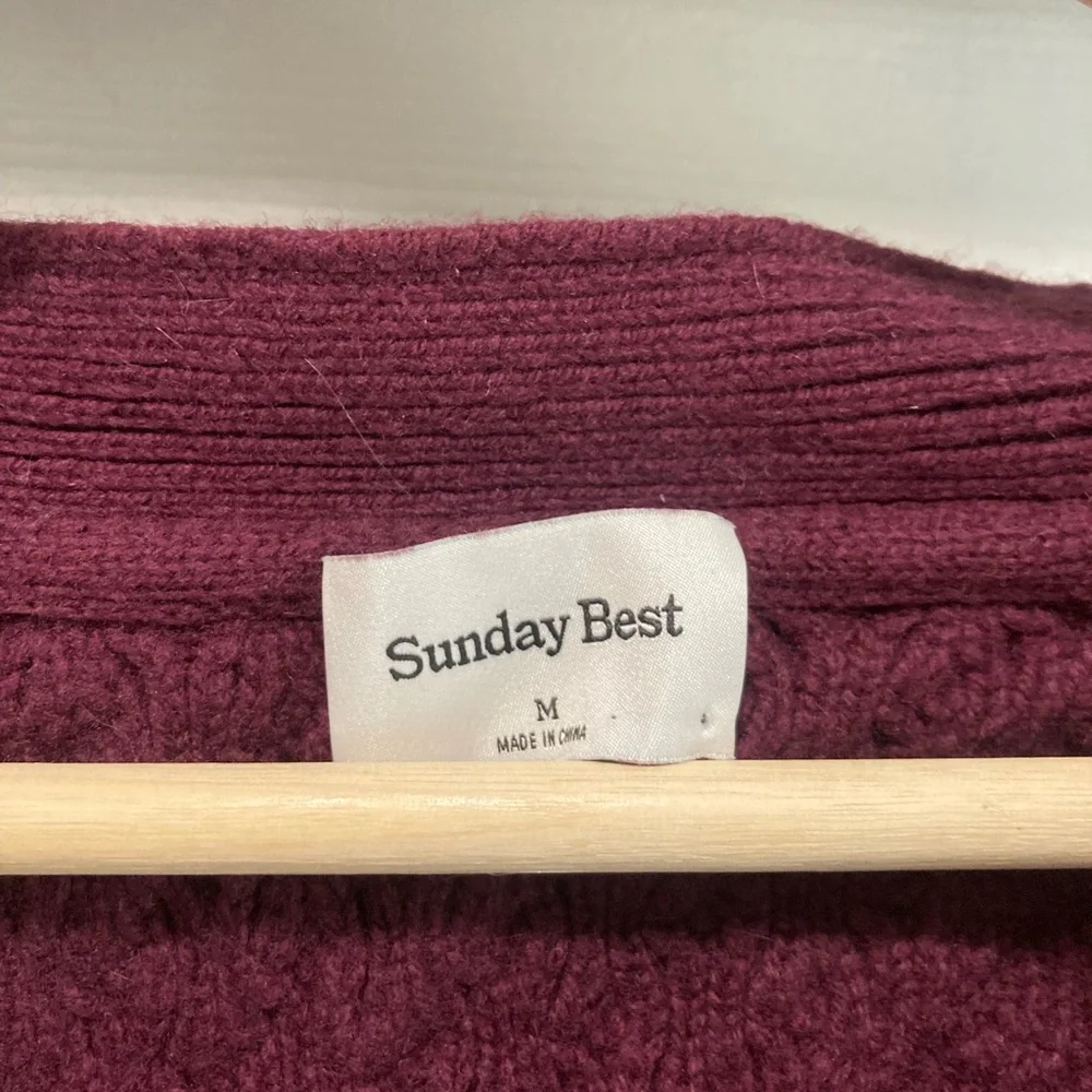 Aritzia Burgundy Cable Knit Cardigan - Picture 10 of 11